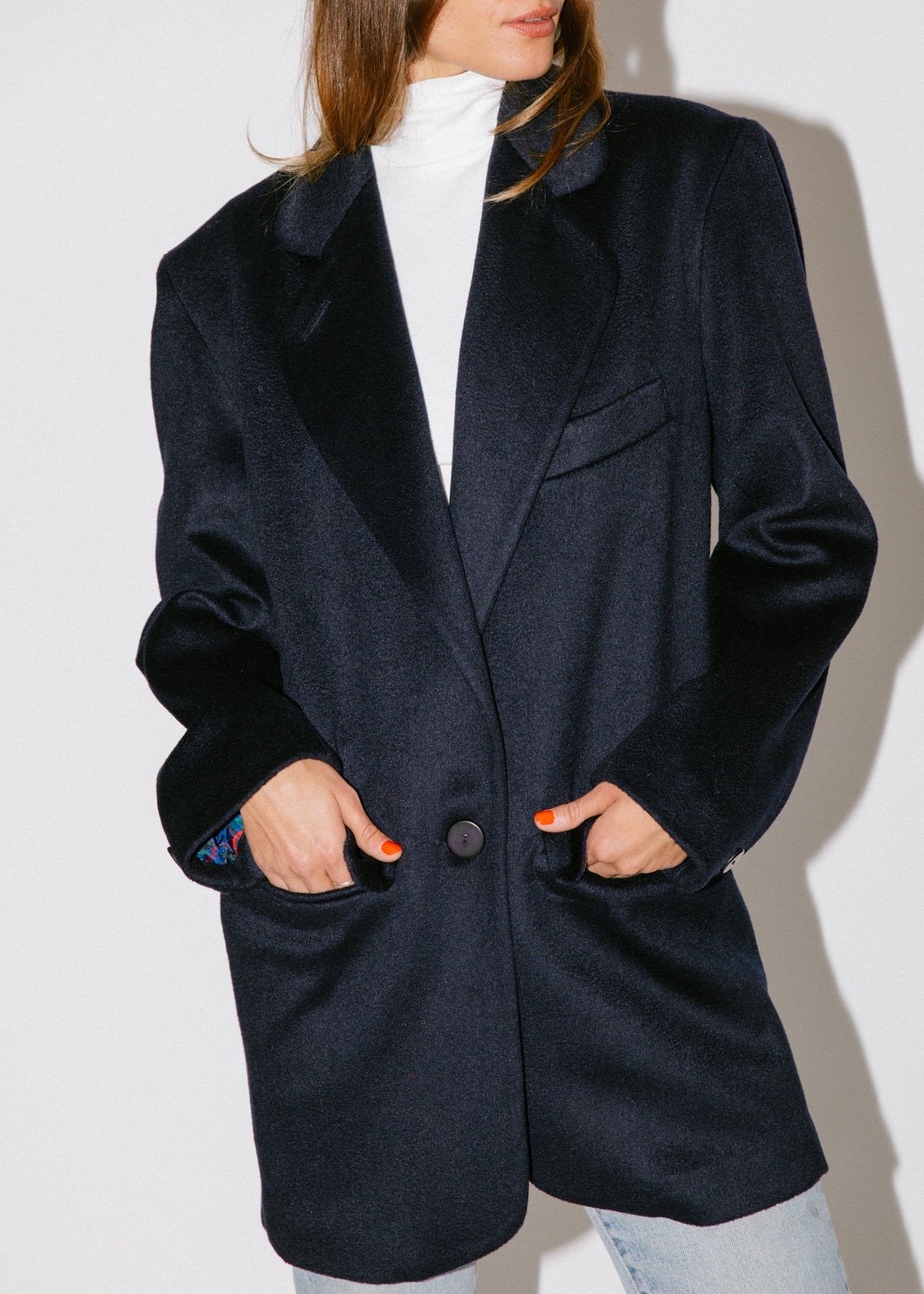 Vintage Navy Pure Wool Oversized Jacket