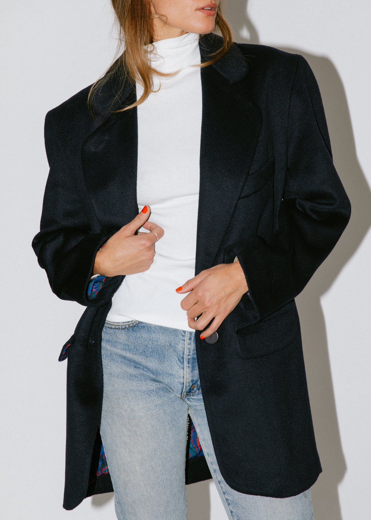 Vintage Navy Pure Wool Oversized Jacket