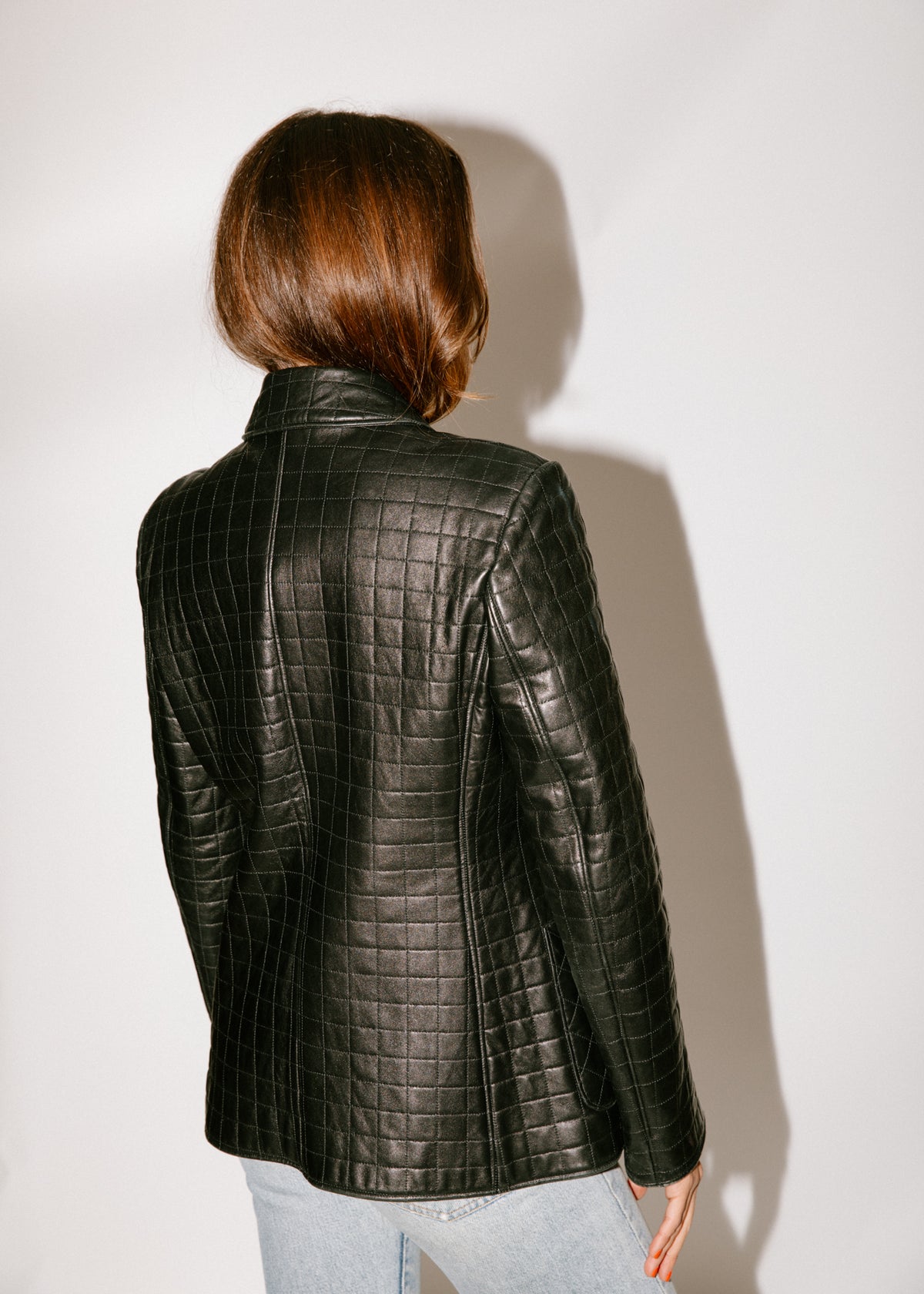 Vintage Black Leather Quilted Jacket