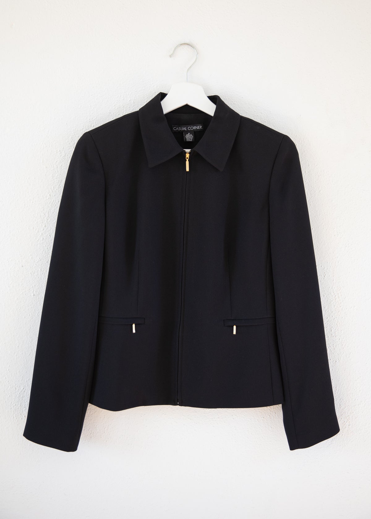 Vintage Black Zip Up Minimalist Jacket