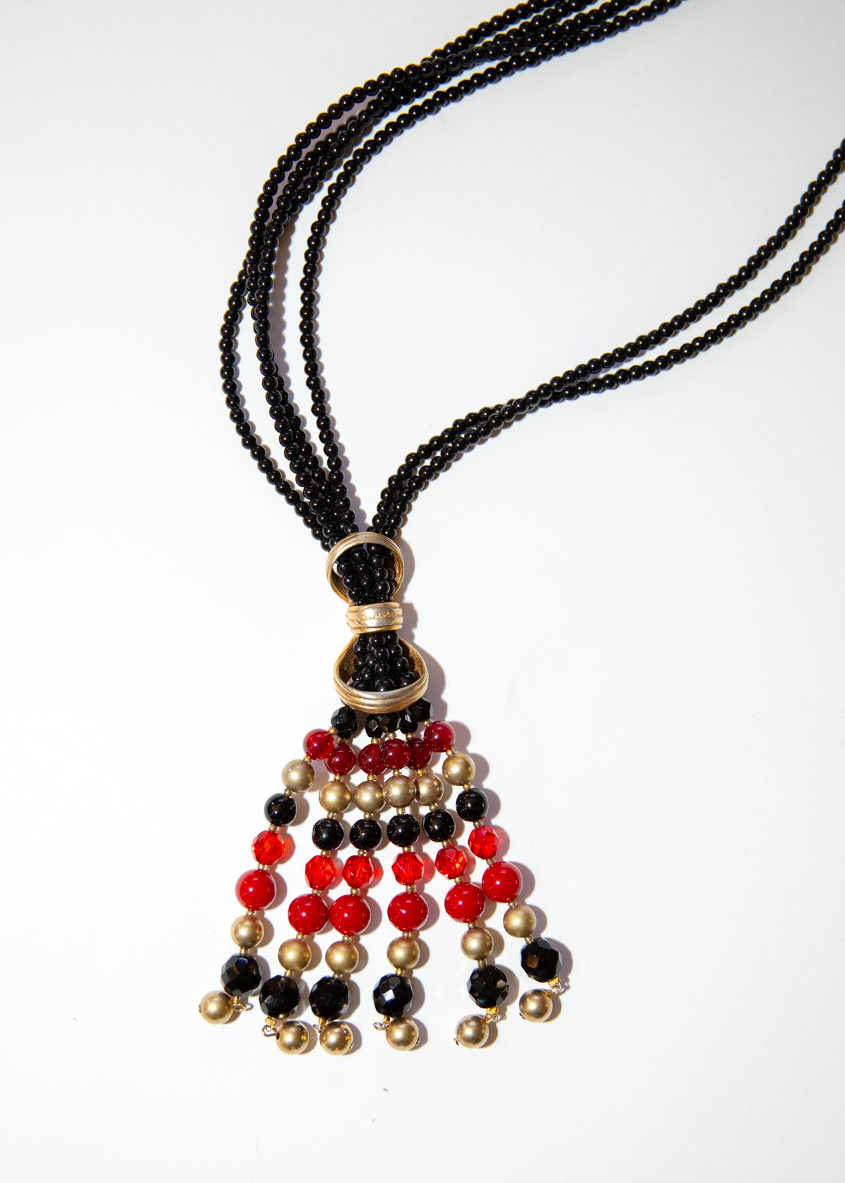 Vintage Oscar De La Renta Beaded Tassel Necklace