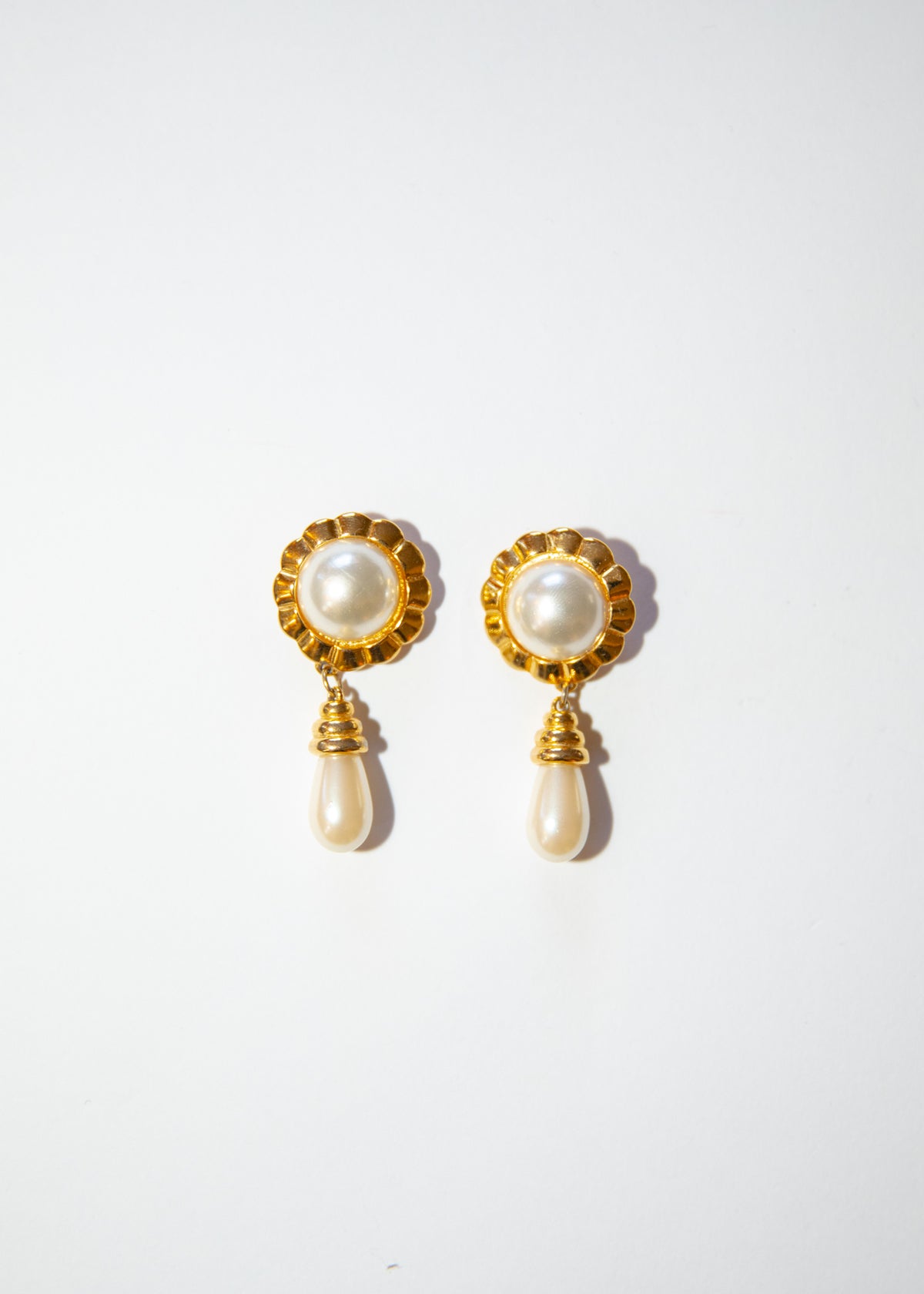 Vintage Gold Pearl Drop Earrings