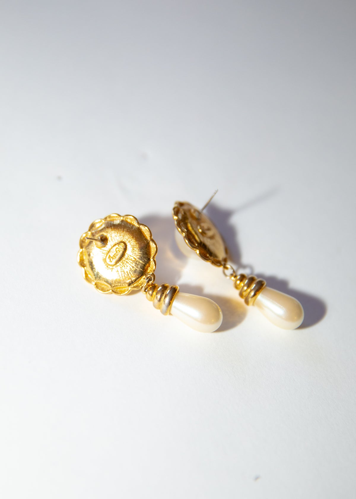 Vintage Gold Pearl Drop Earrings
