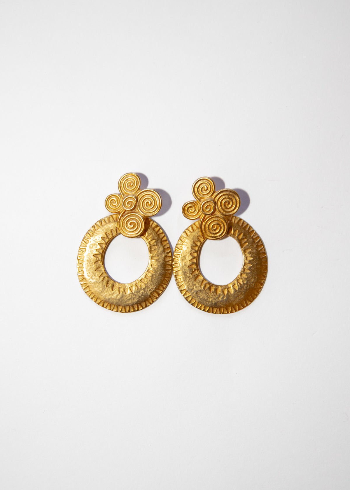 Vintage Spiral Circle Drop Earrings