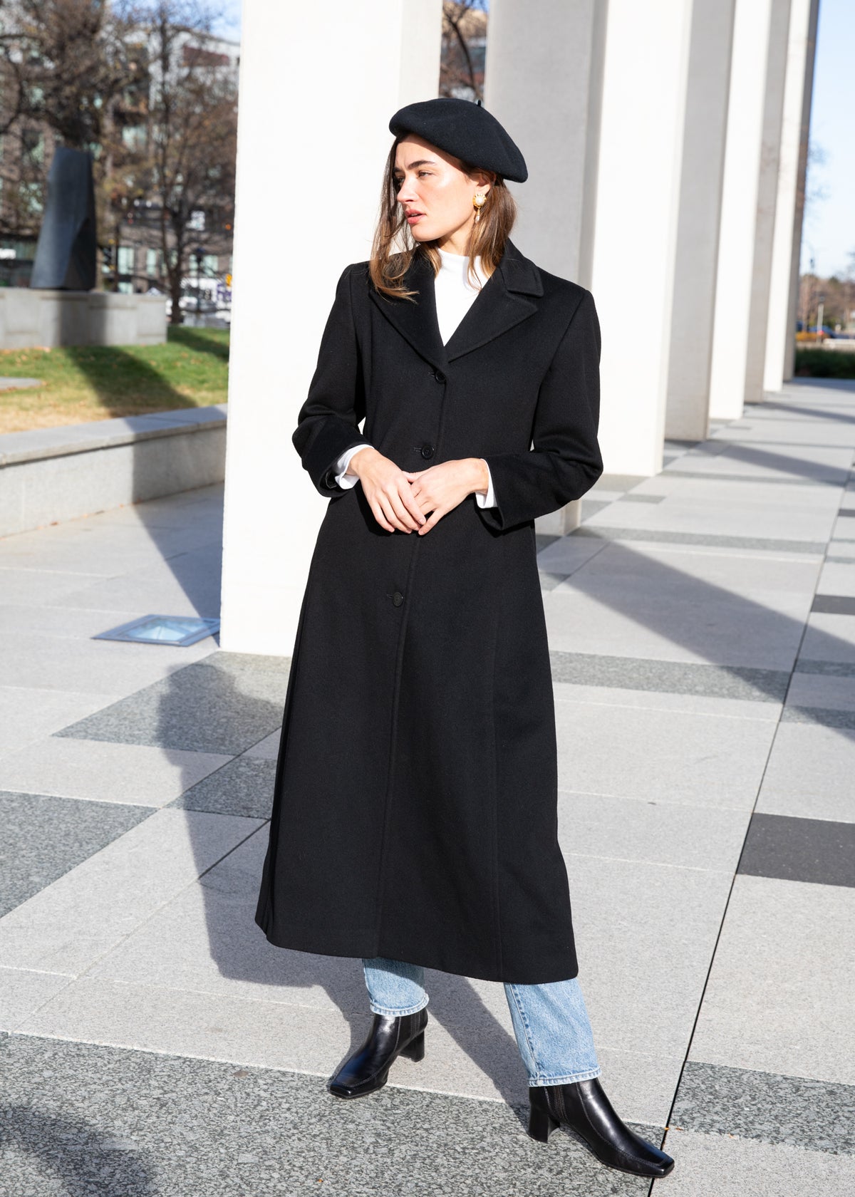 Vintage 90s Calvin Klein Black Merino Wool Coat