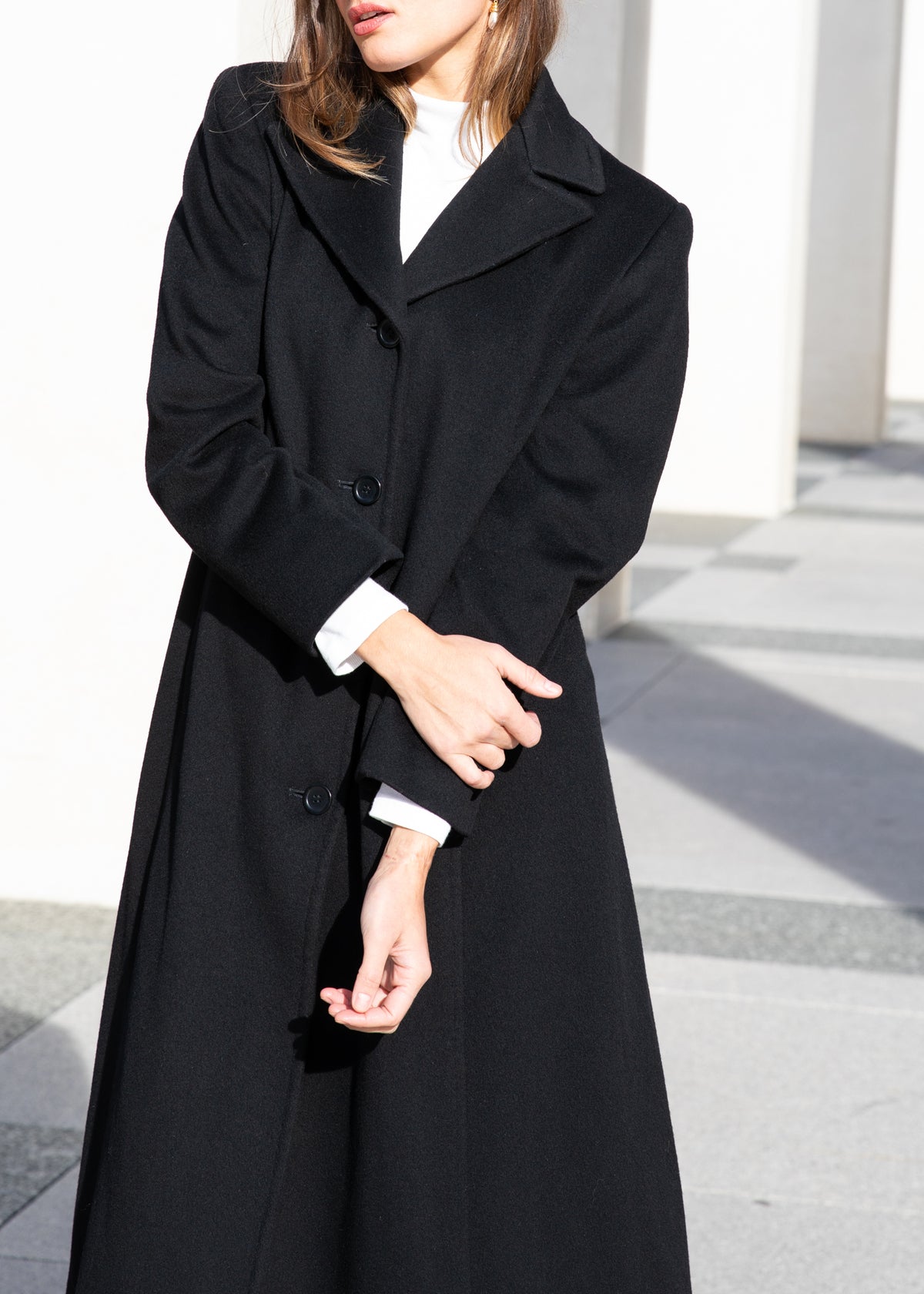 Vintage 90s Calvin Klein Black Merino Wool Coat