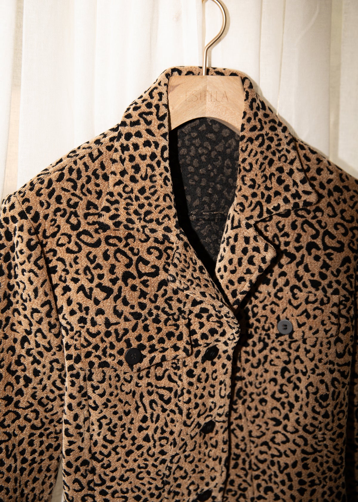 Vintage Leopard Print Textured Cropped Jacket