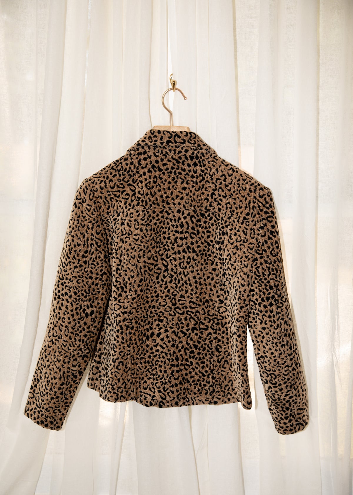 Vintage Leopard Print Textured Cropped Jacket