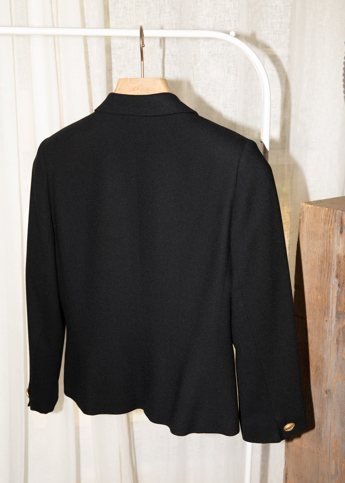 Vintage Christian Dior Black Cropped Double-Breasted Blazer