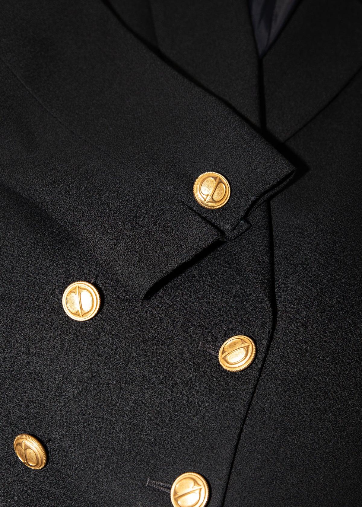 Vintage Christian Dior Black Cropped Double-Breasted Blazer