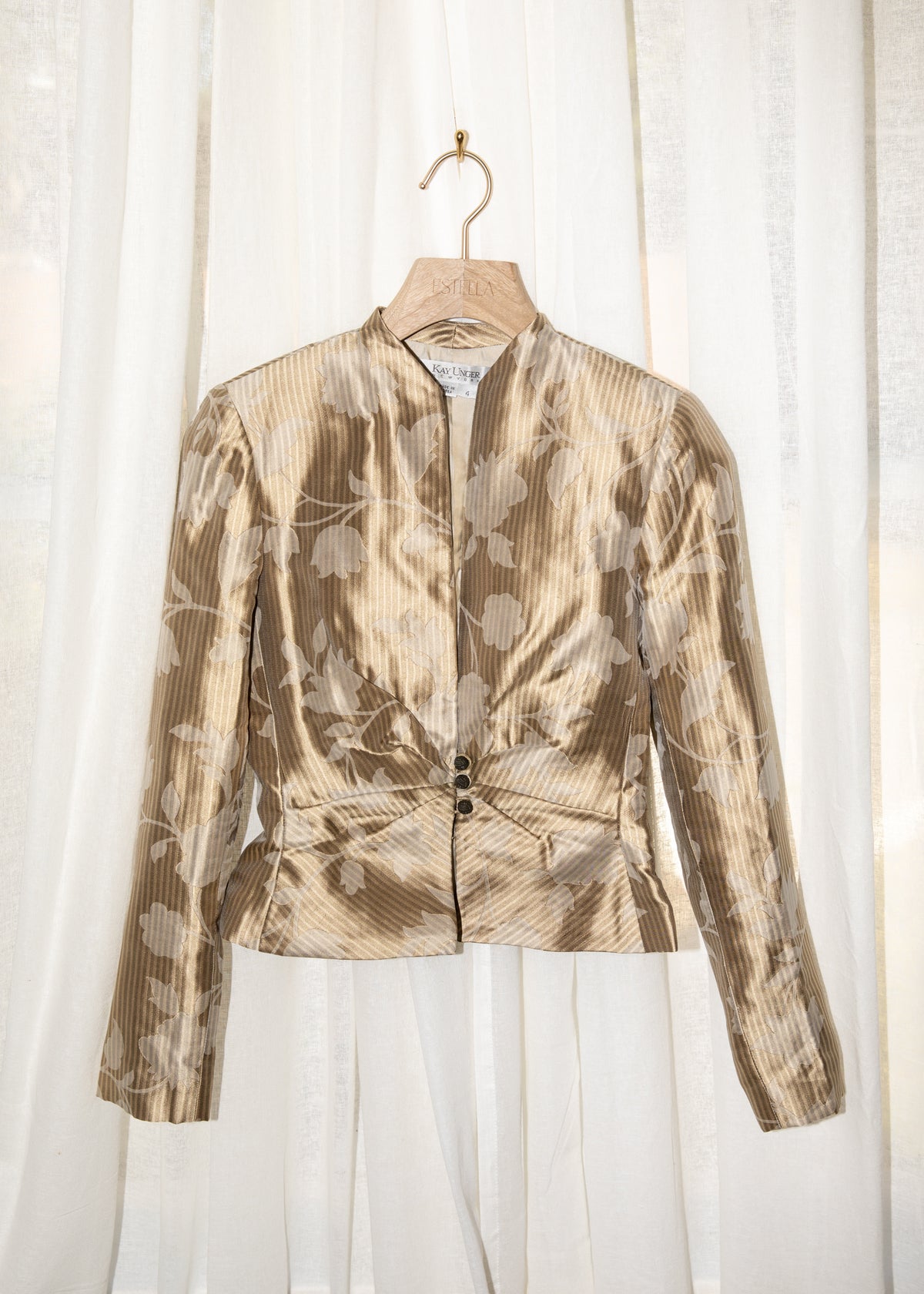 Vintage Gold Floral Silk Fitted Jacket
