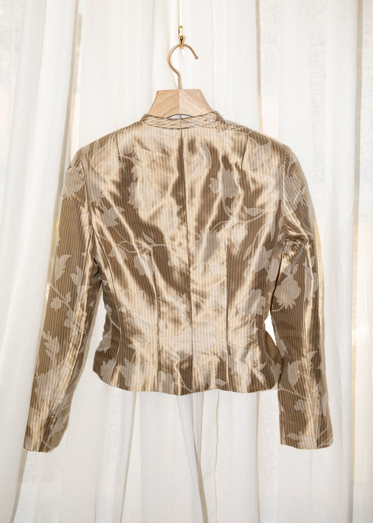 Vintage Gold Floral Silk Fitted Jacket