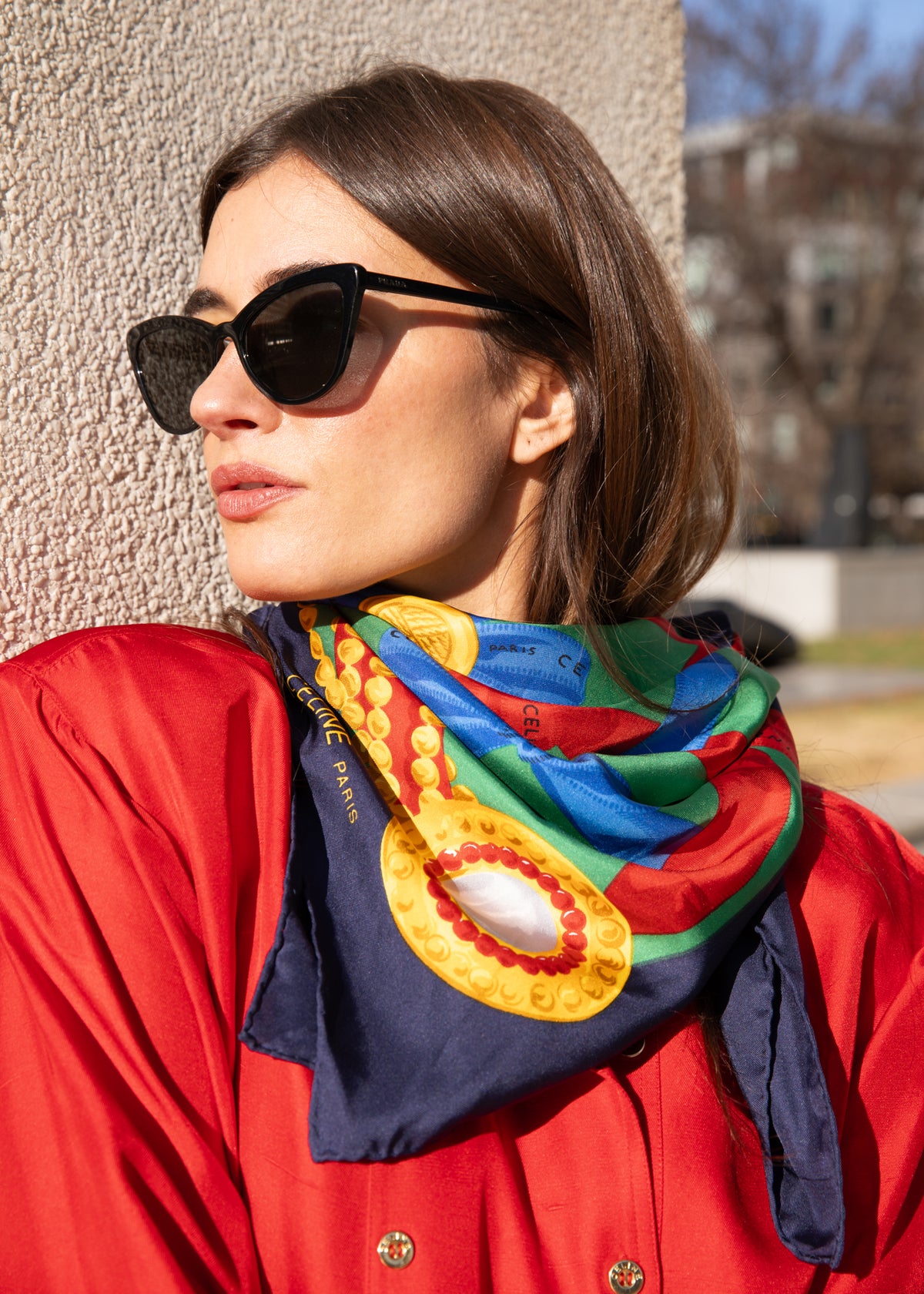 Vintage 1980s Celine Silk Scarf