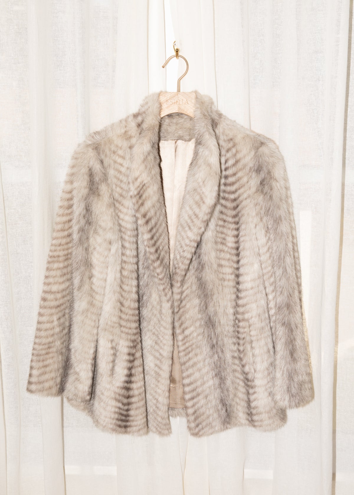 Vintage 1970s French Tissavel Faux Fur Jacket in Taupe
