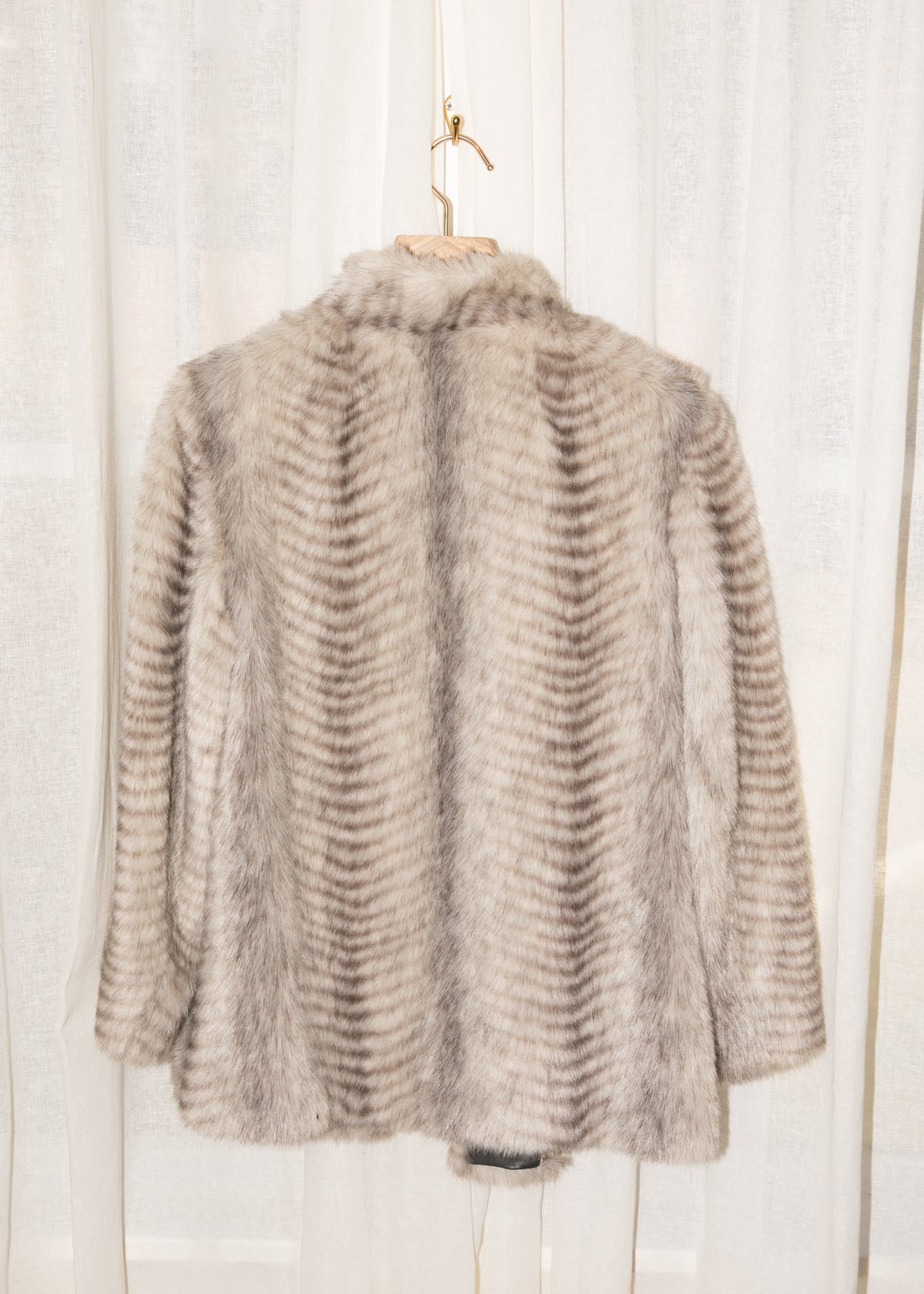 Vintage 1970s French Tissavel Faux Fur Jacket in Taupe