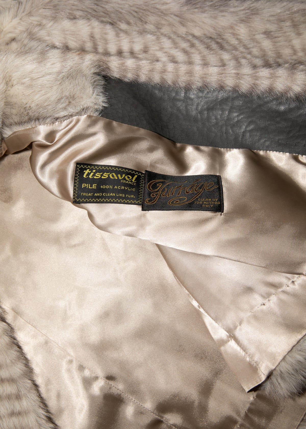 Vintage 1970s French Tissavel Faux Fur Jacket in Taupe