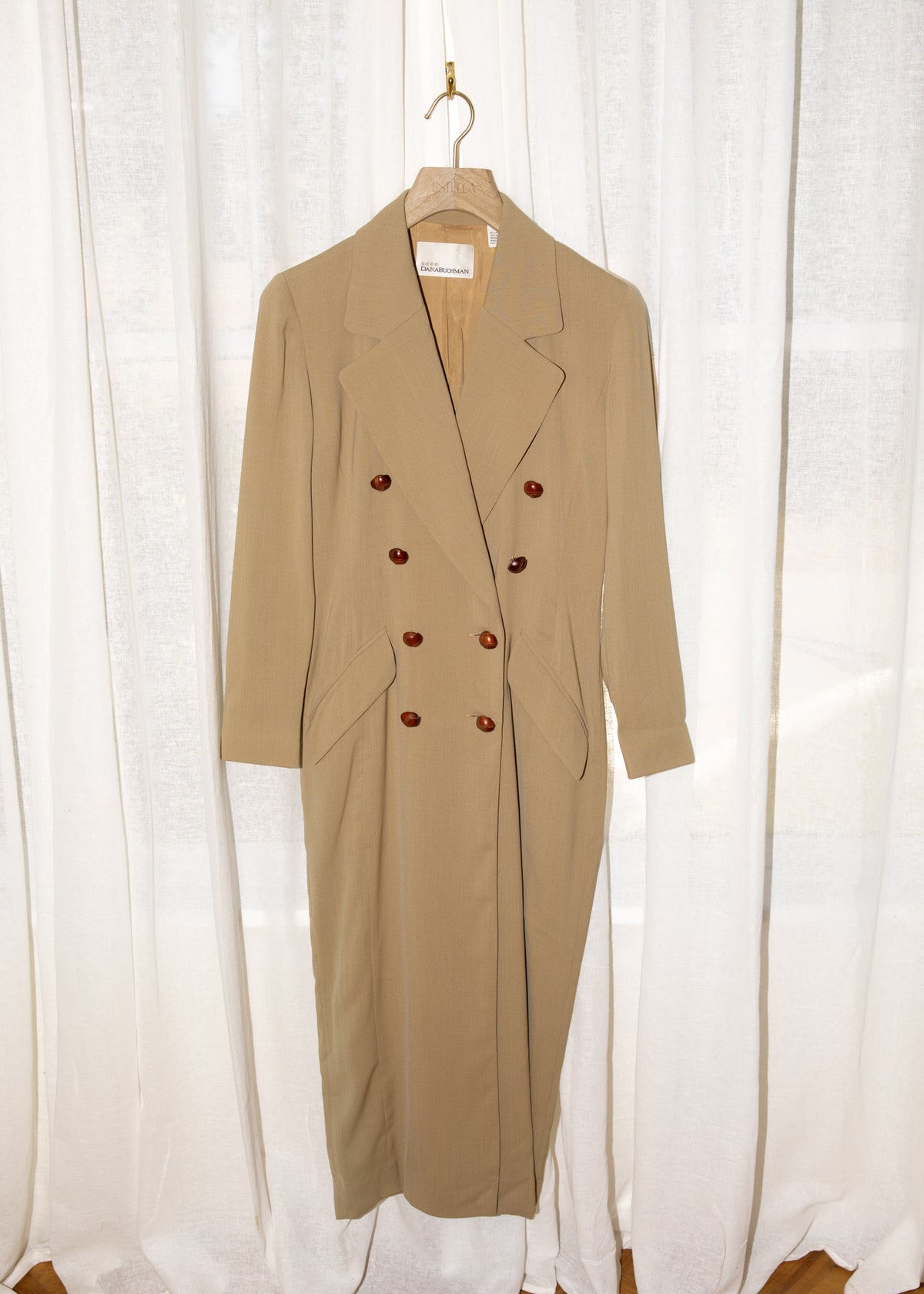 Vintage 1990s Double-Breasted Long Maxi Coat in Camel
