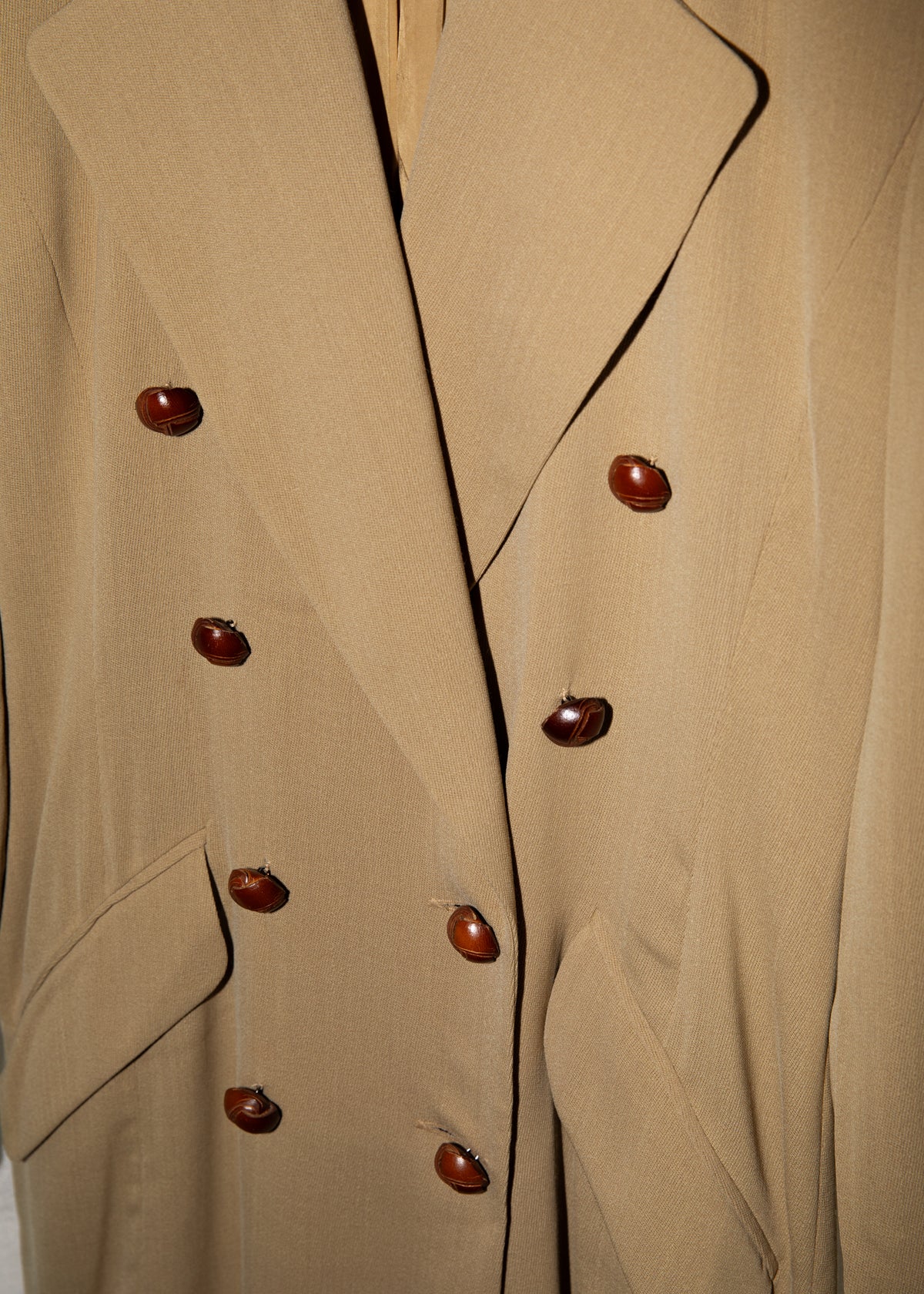 Vintage 1990s Double-Breasted Long Maxi Coat in Camel