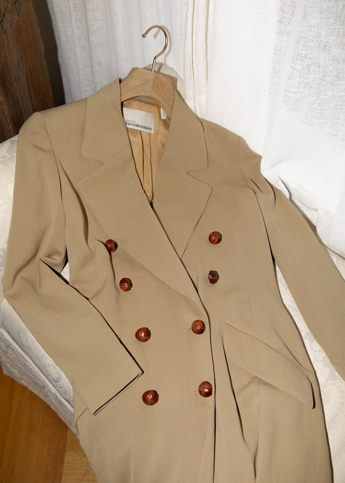 Vintage 1990s Double-Breasted Long Maxi Coat in Camel
