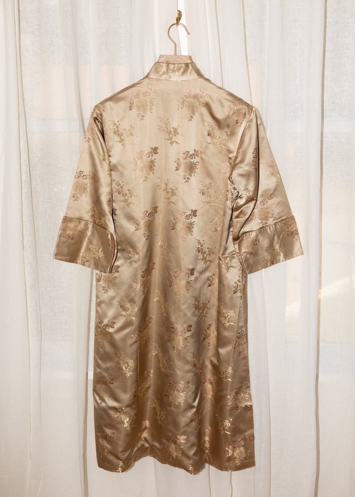 Vintage 1960s Japanese Floral Brocade Jacket in Champagne
