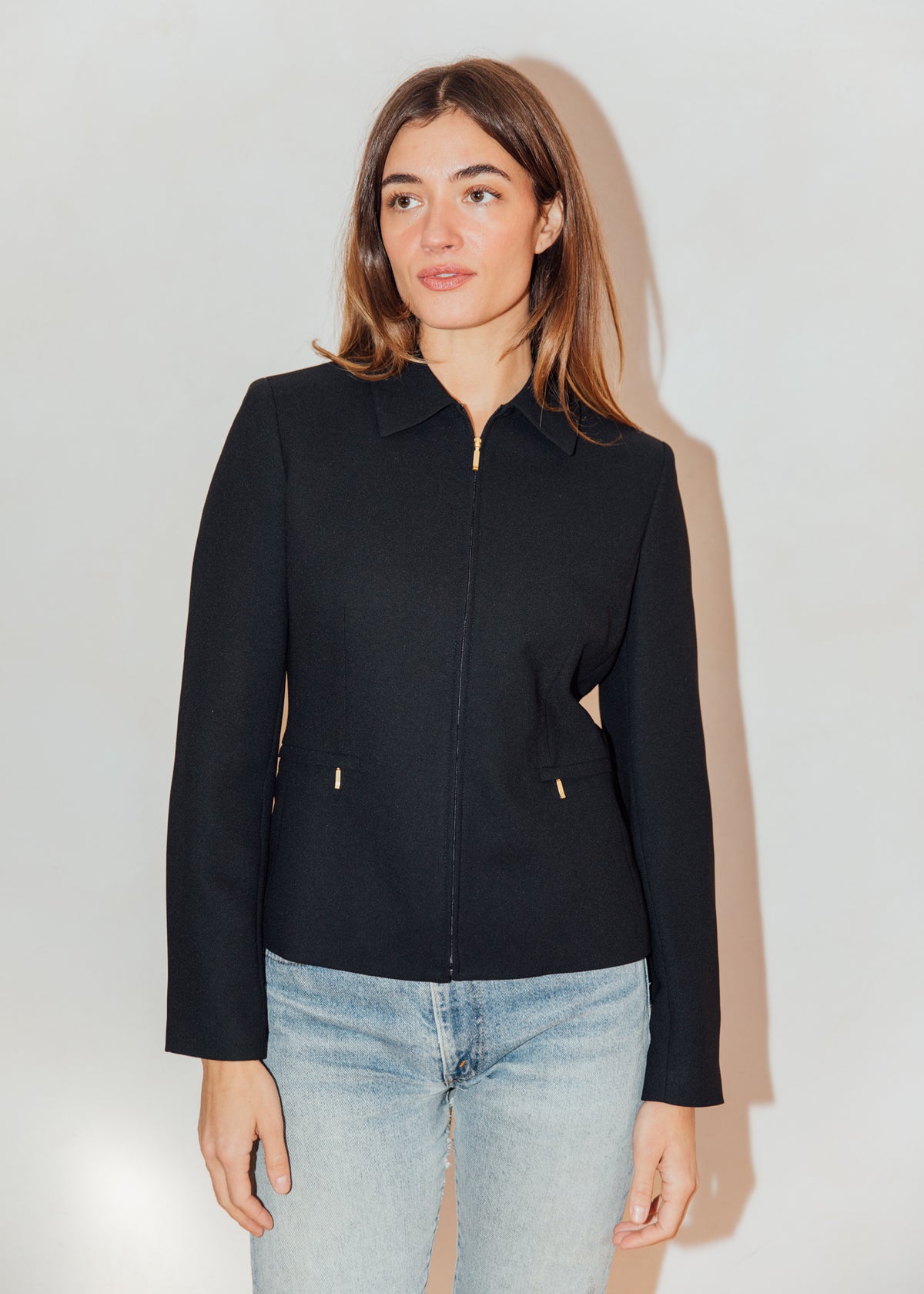 Vintage Black Zip Up Minimalist Jacket