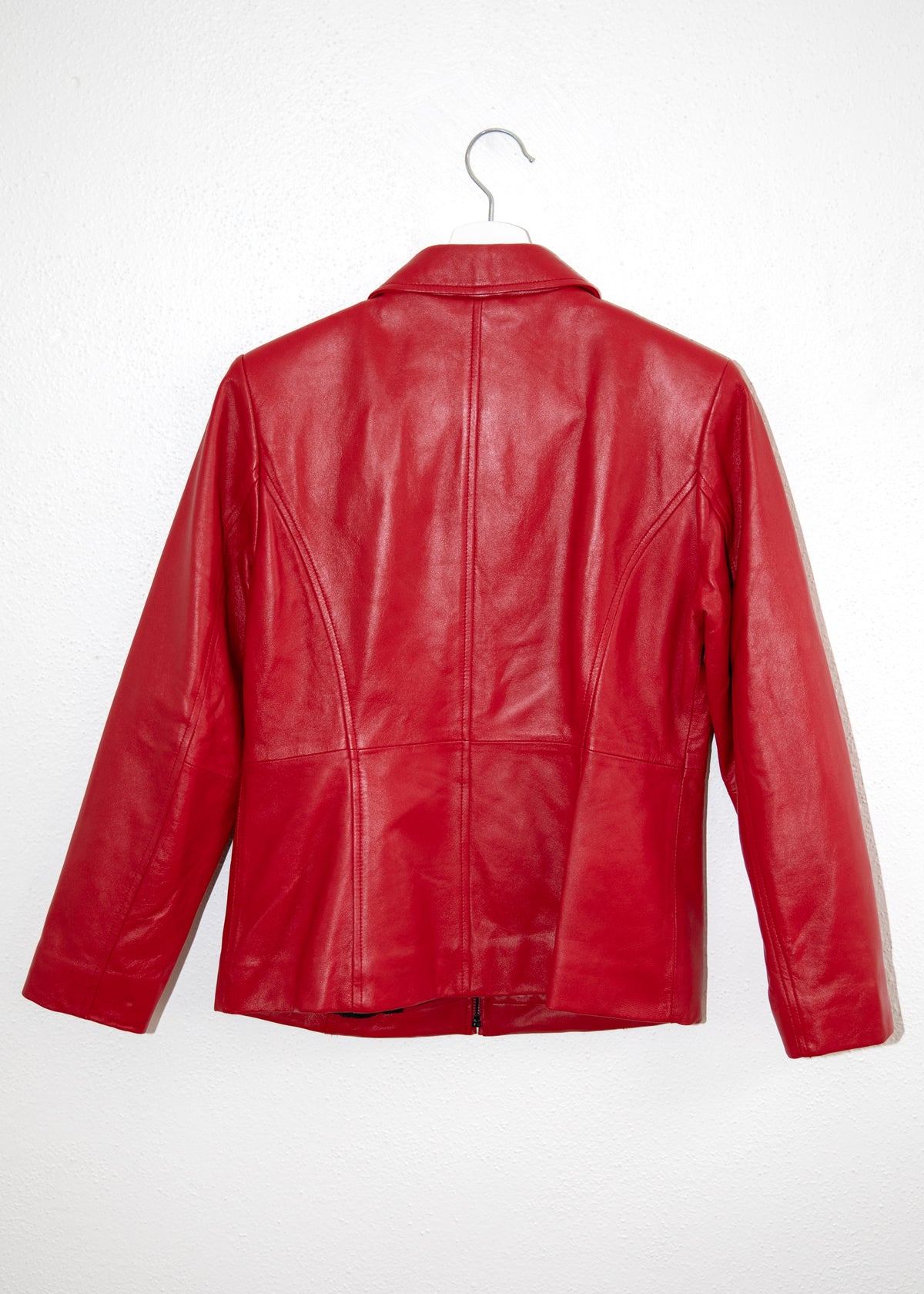 Vintage Zip Front Lipstick Red Leather Jacket