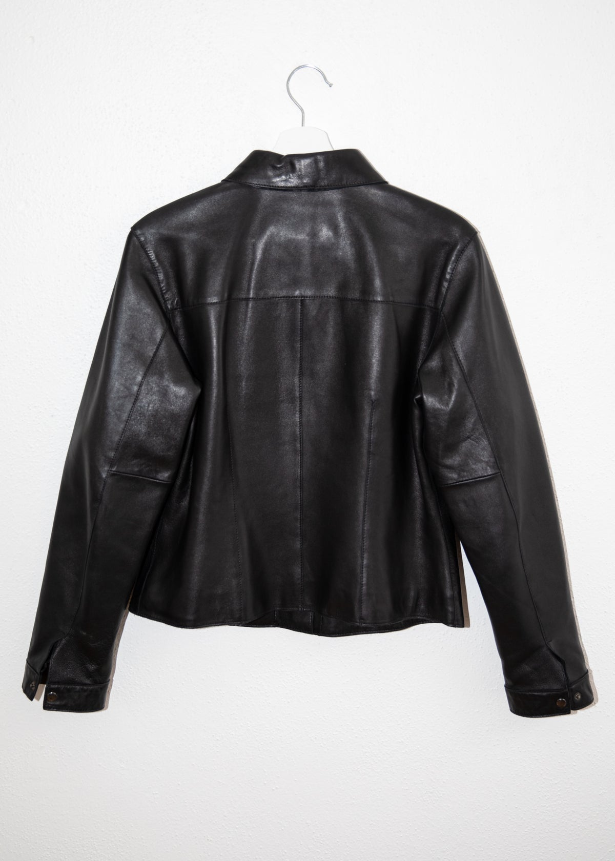 Vintage Snap-Front Leather Shirt Jacket
