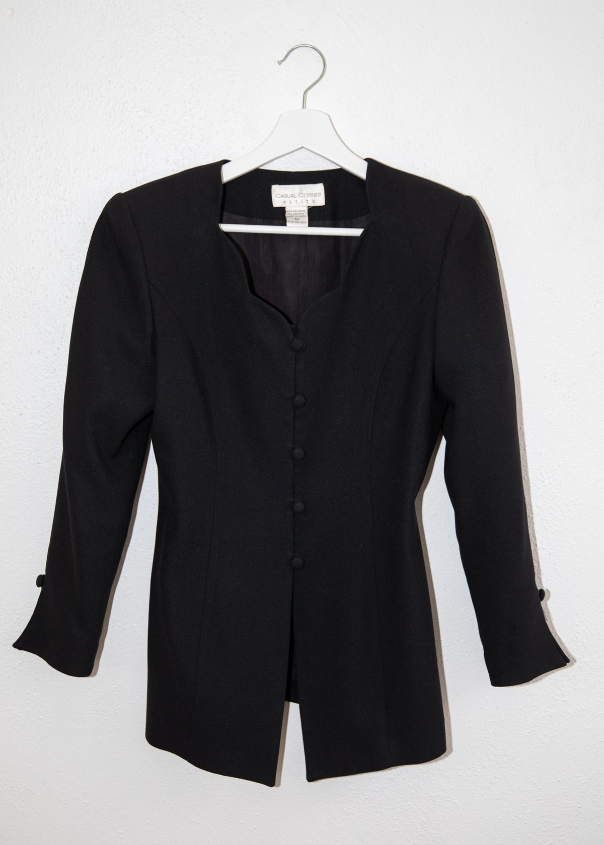 Vintage Scalloped-Neck Black Blazer