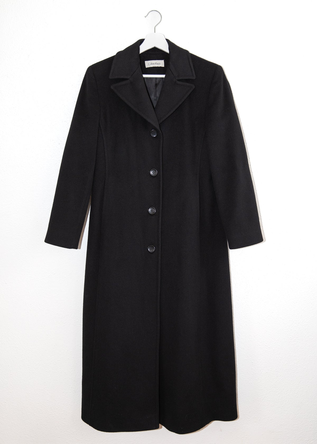 Vintage 90s Calvin Klein Black Merino Wool Coat
