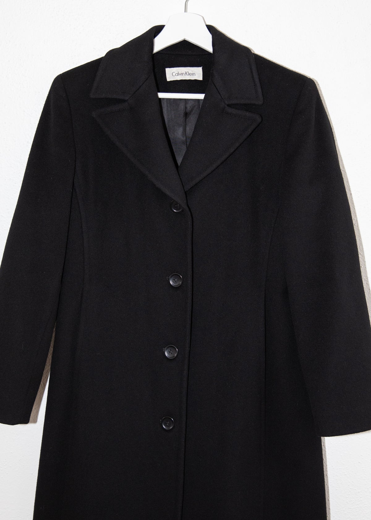 Vintage 90s Calvin Klein Black Merino Wool Coat