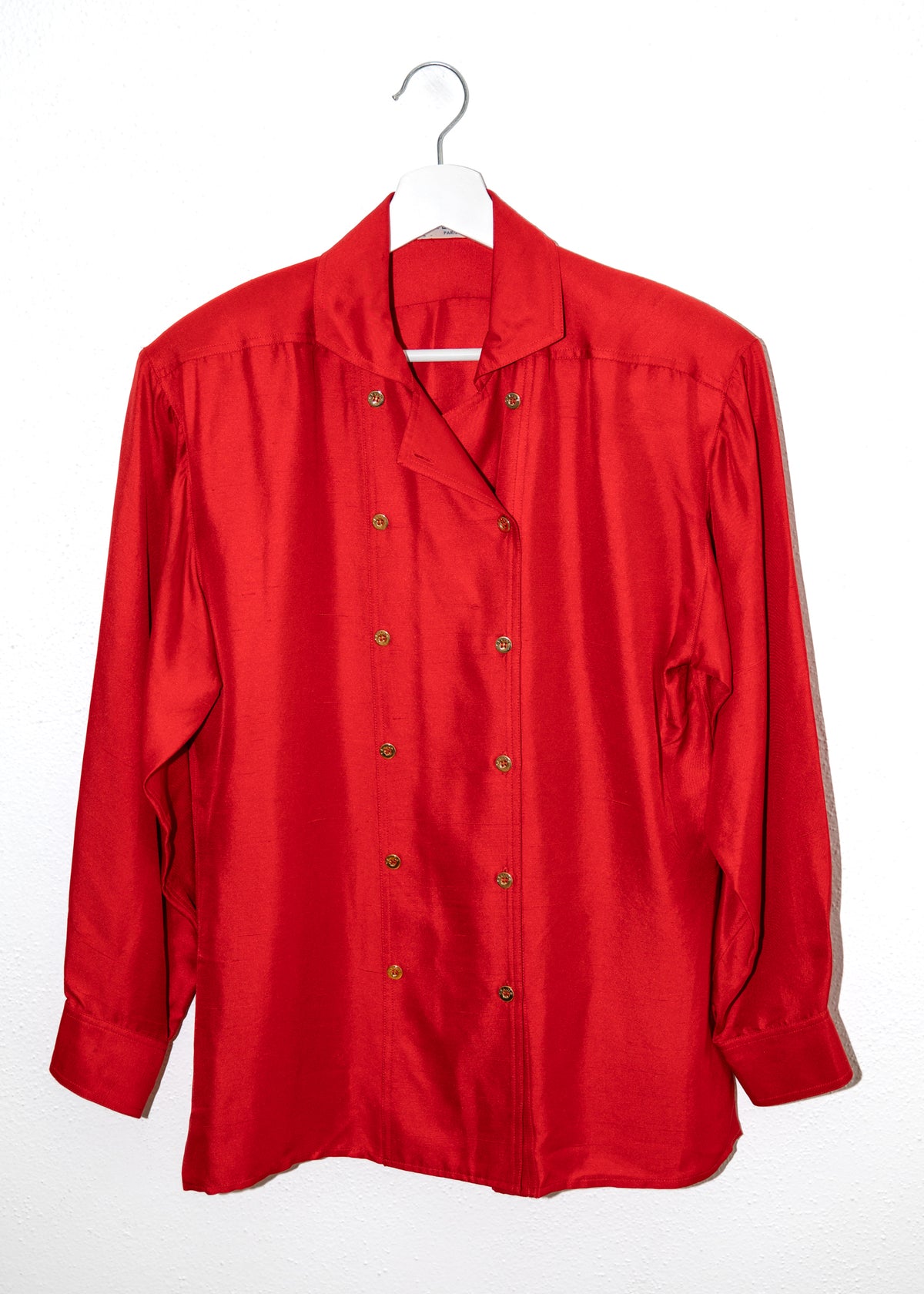 Vintage 1980s Celine Red Silk Shirt