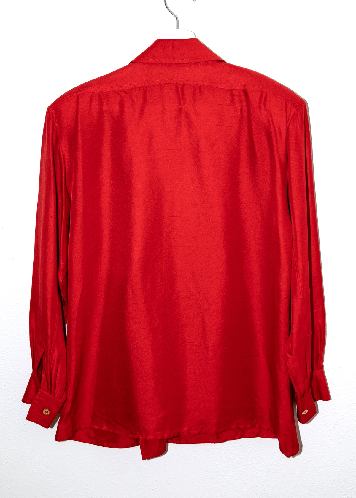 Vintage 1980s Celine Red Silk Shirt