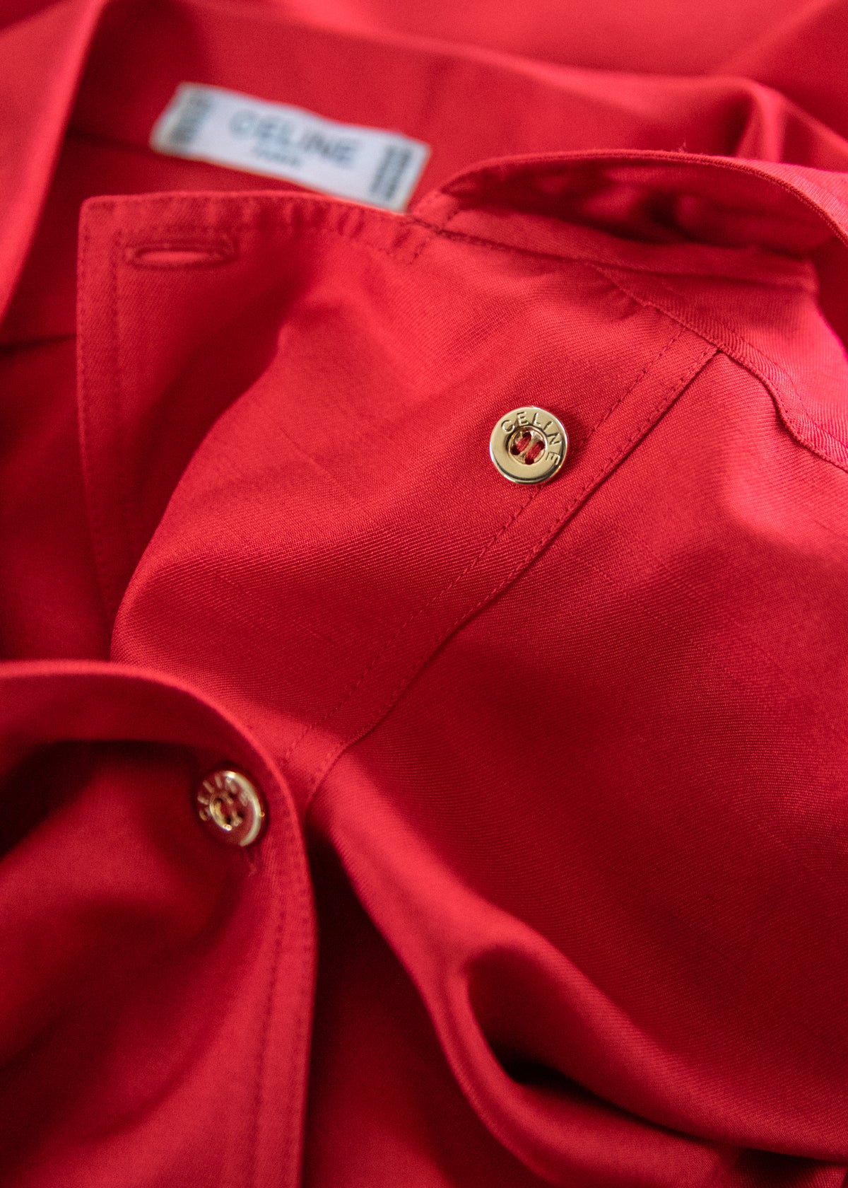 Vintage 1980s Celine Red Silk Shirt