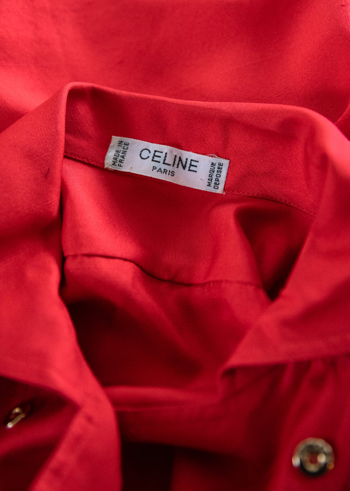 Vintage 1980s Celine Red Silk Shirt