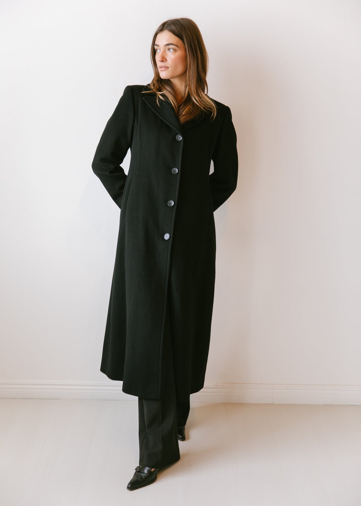 Vintage 90s Calvin Klein Black Merino Wool Coat