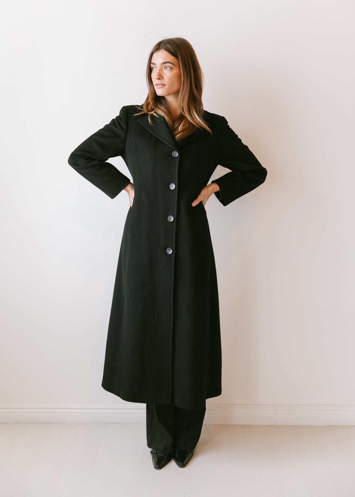Vintage 90s Calvin Klein Black Merino Wool Coat