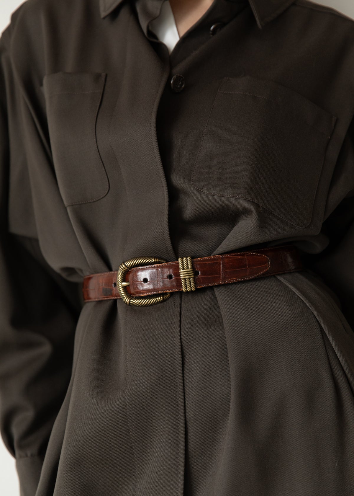 Vintage 80s Calvin Klein Maxi Jacket in Deep Brown