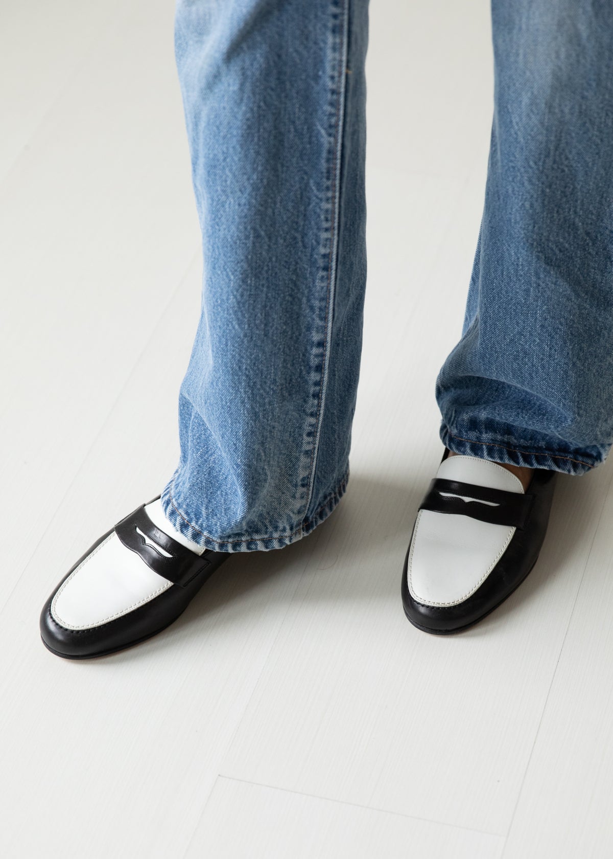 Vintage Ralph Lauren Leather Loafers in Black & White