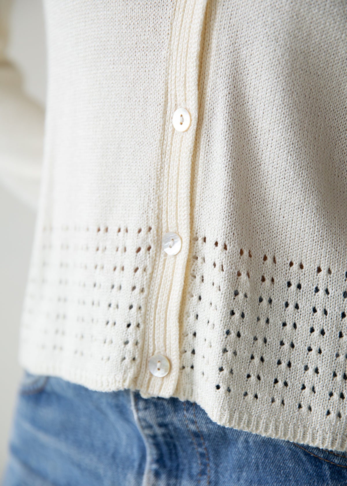 Vintage Fine Knit Cardigan in Cream