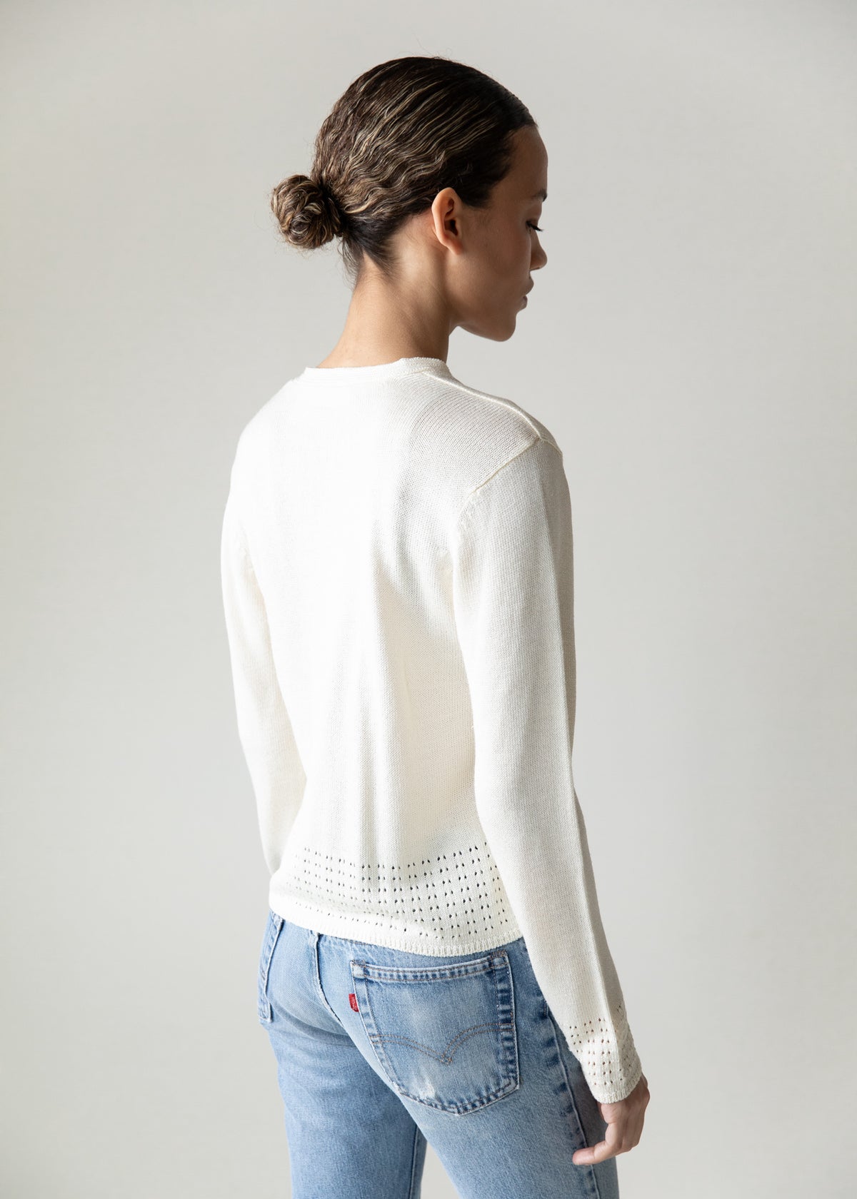 Vintage Fine Knit Cardigan in Cream