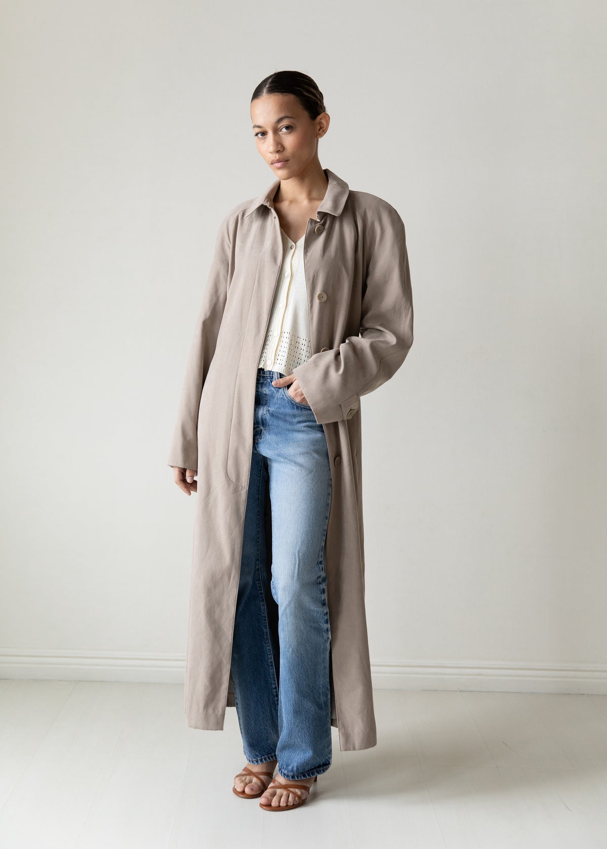 Vintage London Fog Microsuede Coat in Taupe