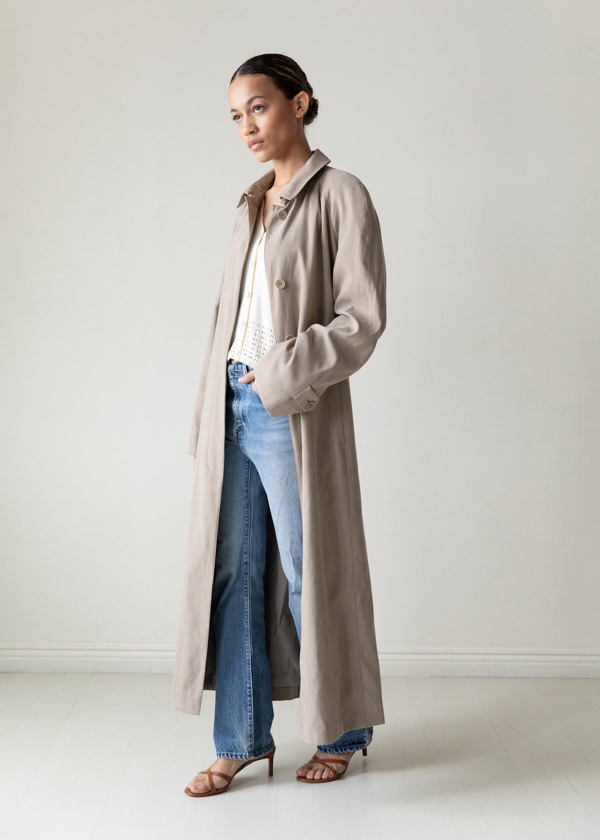 Vintage London Fog Microsuede Coat in Taupe