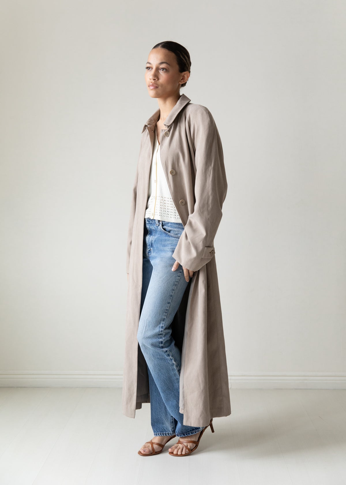 Vintage London Fog Microsuede Coat in Taupe
