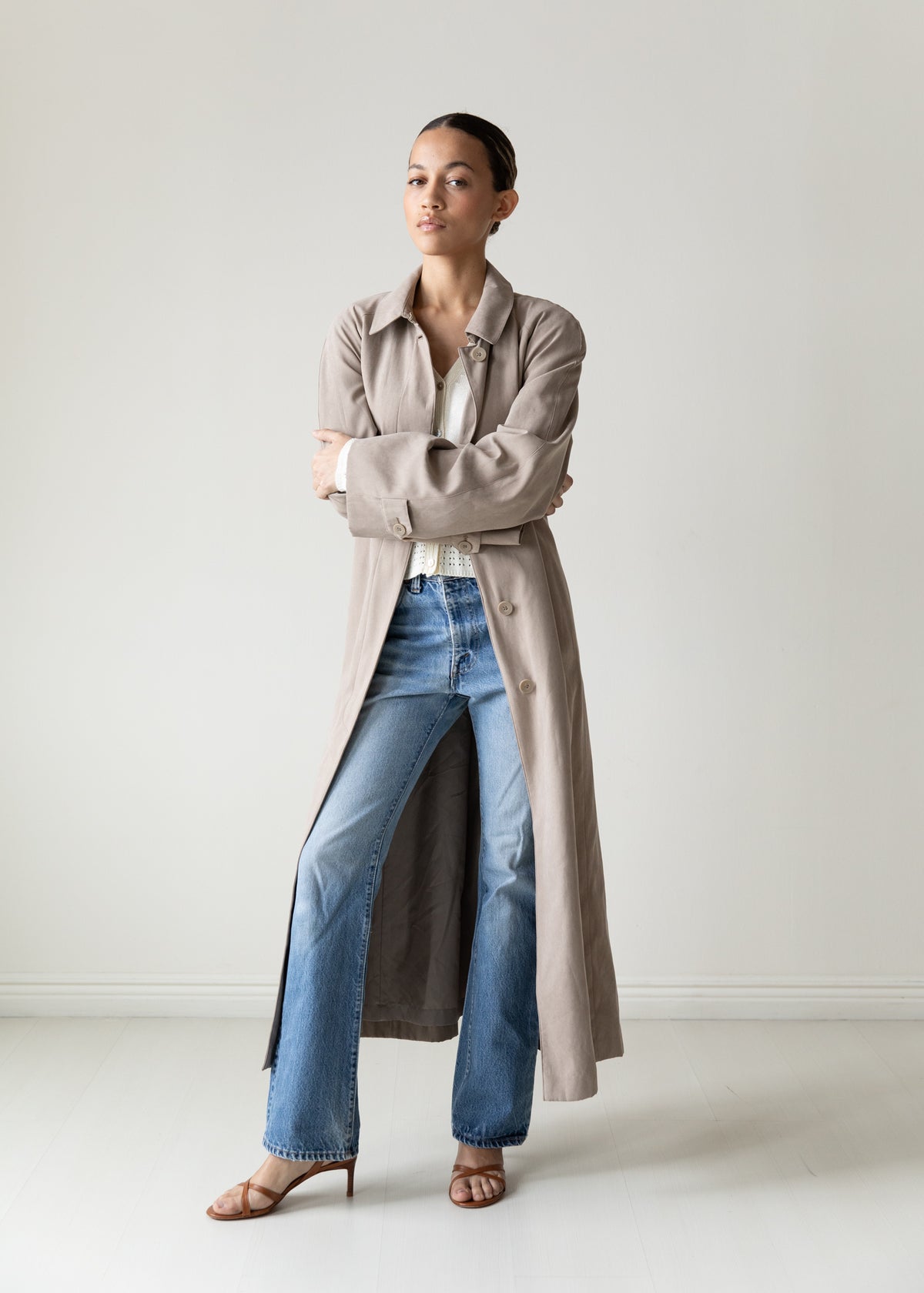 Vintage London Fog Microsuede Coat in Taupe