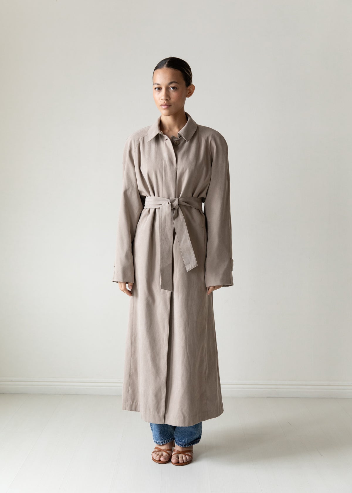 Vintage London Fog Microsuede Coat in Taupe