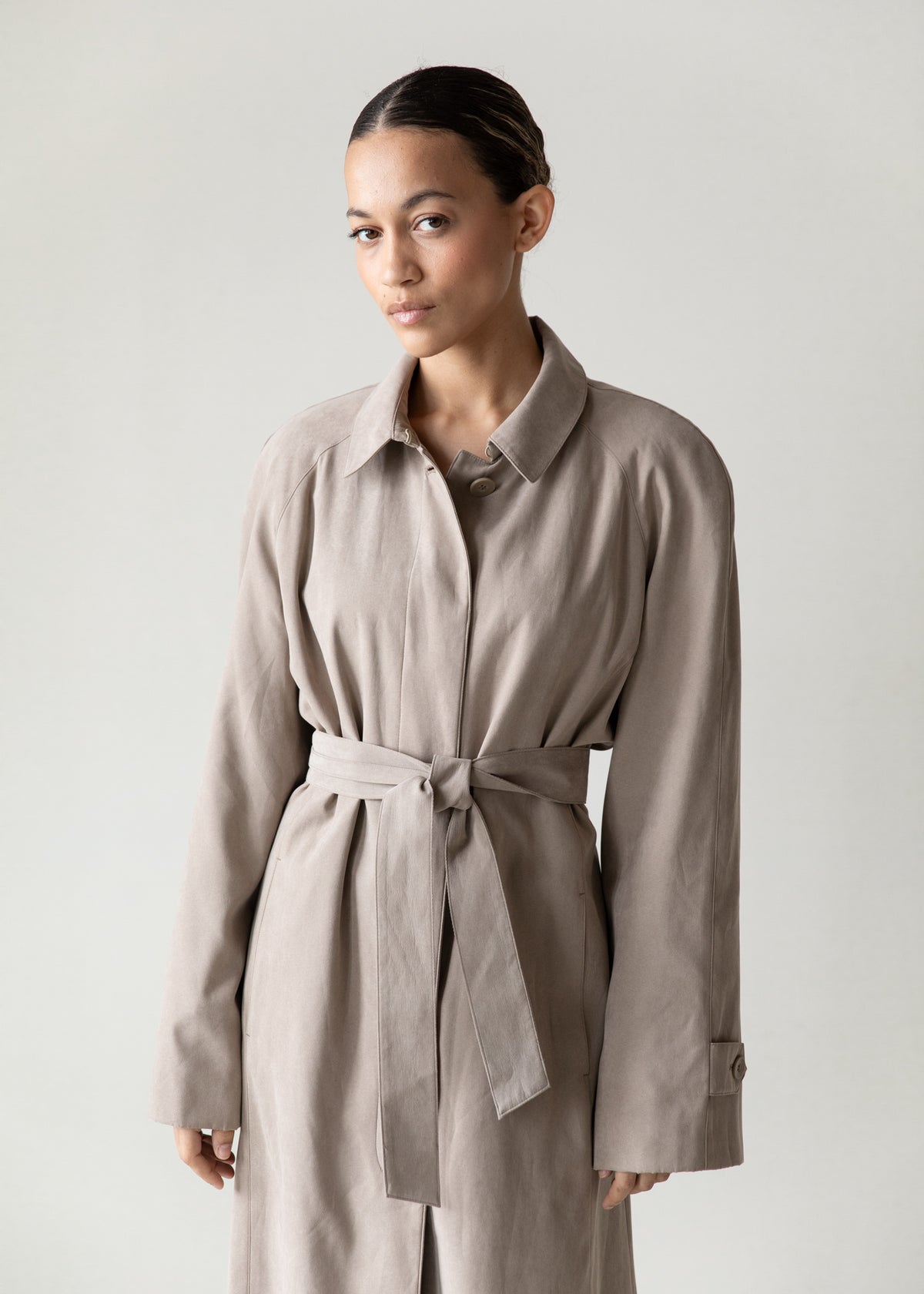 Vintage London Fog Microsuede Coat in Taupe