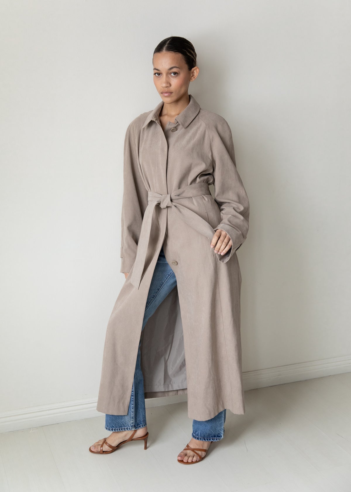Vintage London Fog Microsuede Coat in Taupe
