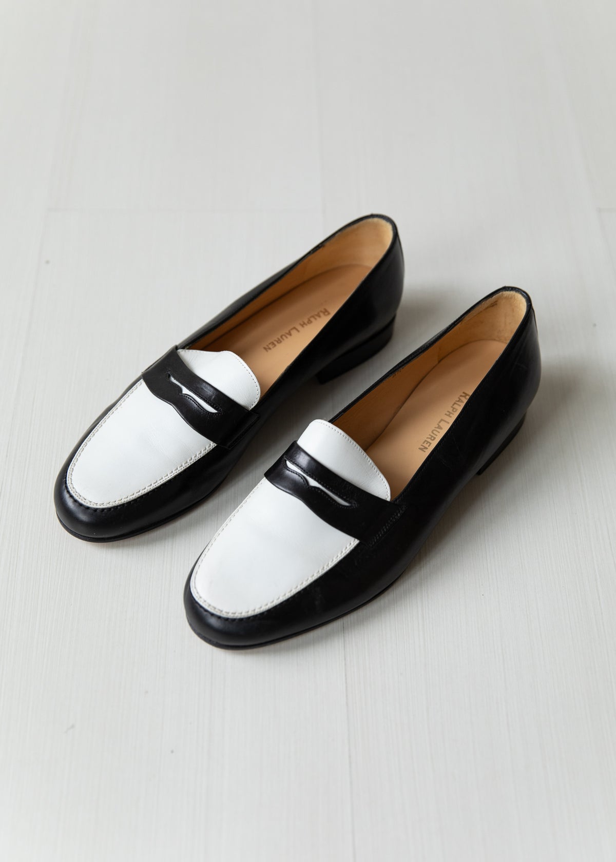 Vintage Ralph Lauren Leather Loafers in Black & White