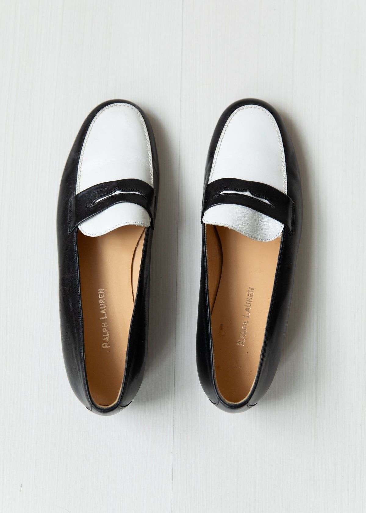 Vintage Ralph Lauren Leather Loafers in Black & White