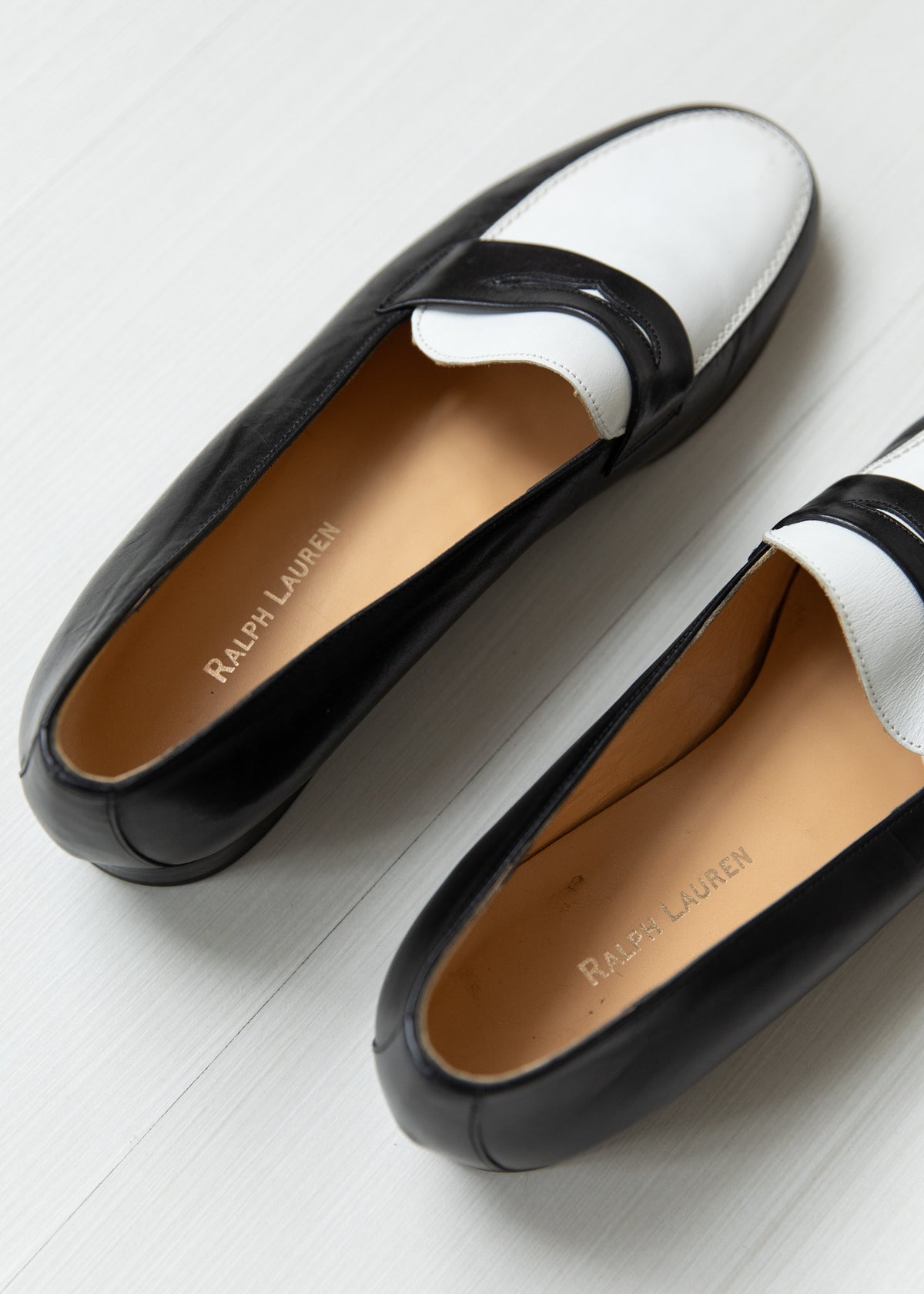 Vintage Ralph Lauren Leather Loafers in Black & White